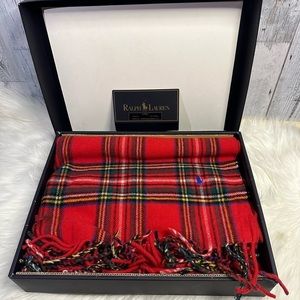 RALPH LAUREN plaid scarf in red